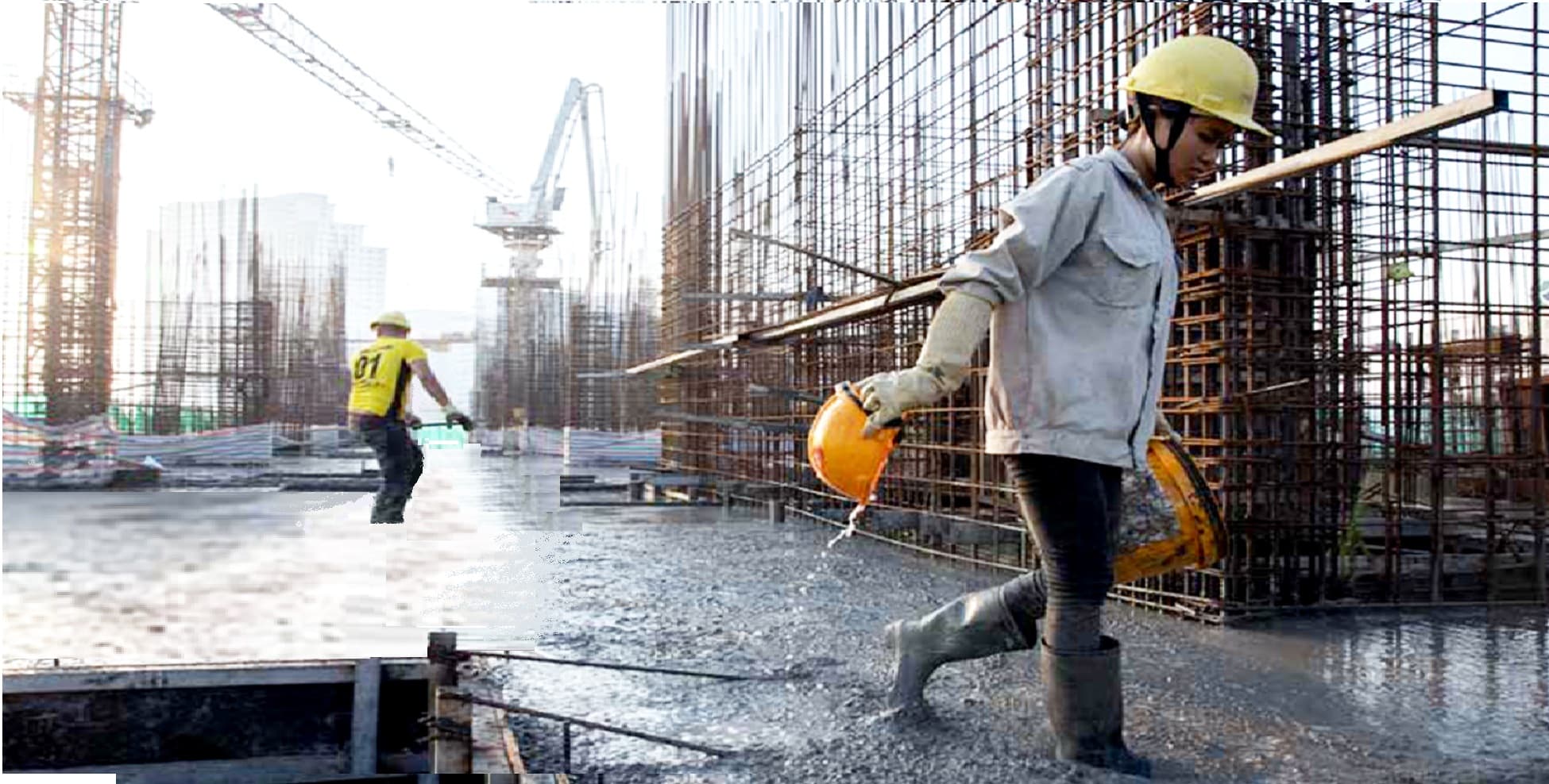 Woman in a construction zone in vietnam — Construction application